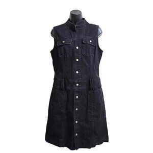 Tommy Hilfiger Black Vintage Denim Sleeveless Button Front Dress Sz 10